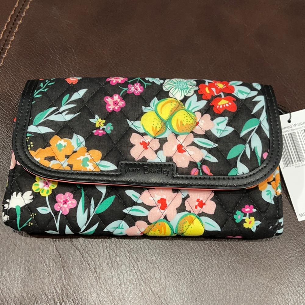 Vera Bradley trimmed wristlet wallet.